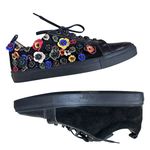 Sheridan Mia by Anthropology black suede and leather floral shoes size 42 (US12) Photo 0