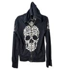 Affliction  Versailles Reversible Sweatshirt Black Skull Women's Small NEW - READ Photo 2