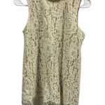 Rose + Olive  Cream Sleeveless High Neck Lace Overlay Keyhole Back Top Blouse S Photo 5
