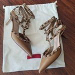 Valentino Tan Chic Old Money Edgy Feminine Luxury Iconic Studded Heels Size 37.5 Brown Photo 0
