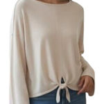Barefoot Dreams CozyChic Ultra Lite Tie-Front Pullover Sweater - Sand Dune Photo 0