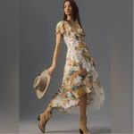 Anthropologie V-Neck Ruffle Lace Floral Hi Low Tiered Slip Dress Size 6 NEW Photo 2