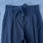Maje  Wool Blend Pleated Tie Waist High Rise Tapered Trouser Pant Black 38 / M Photo 2