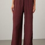 Splendid  Lumi Maroon Wide Leg Geometric Print Satin Pants Size XL Photo 0