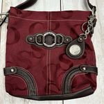 Elegant Sarah Caperelli Burgundy Crossbody Bag Dark Brown Trim Silver Hardware Red Photo 0