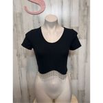 Love j Julia by  Pearl Hem Black Crop Top Small Photo 3
