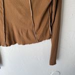 Gaze Shirt Womens Large Brown Long Sleeve Lettuce‎ Hem Ribbed Top Forest Fairy Photo 2