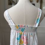 Vintage 70s Sundress Nightgown Floral Smocked S White Photo 4