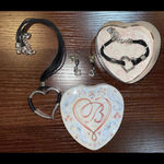 Brighton  Black Cord Strand‎ Silver Heritage Heart Necklace Bracelet Earrings Set Photo 1