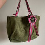 Goldie  Olive Tote with Pink Ribbon Detail Photo 3