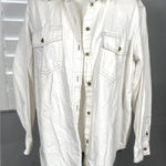 American Eagle  Woman’s M Shacket Oversized Off White Denim button down Shirt‎ Photo 0