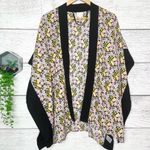 14th & Union Black Trim Pink & Yellow Floral Kimono Top Swim Cover Up One Size Photo 3