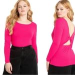 Eloquii NWOT Ribbed Long Sleeve Pink Top Open Back Stretchy Plus Size 18 / 20 Photo 1