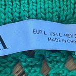 ZARA Green Open Knit Short Sleeve Colloared Popover Top Polo Shirt Sz Large Photo 9