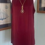 Tyche NWT  Burgandy Silky Ruffle Neck Sleeveless Dress Large L Photo 0