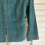 Bradley Teal‎ Leather Lace Detail Jacket Size Medium Blue Photo 4