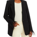 WAYF  Feather Trim Navy Blue Blazer Size S Photo 9