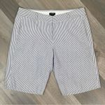 J. Crew Factory City Fit Pinstripe Bermuda Shorts Blue White 4 White Photo 0