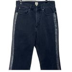Rebecca Taylor La Vie  Glitter Flare Jeans Black Metallic Fringe Women’s Size 29 Photo 1