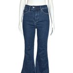 Judy Blue  High Rise Flare Medium Dark Wash Jeans Tummy Control Raw Hem Sz 7 28 Photo 7