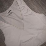 Garage cream ribbed plunge crop top Photo 1