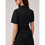 a.n.a Polyester Black Button Up Short Sleeve Blouse Size S Photo 5