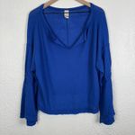 Free People  Blue Dahlia Thermal Waffle Long Sleeve Top Size XS Photo 1
