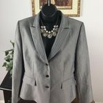 STRESA ASL Women's Blazer Button Gray Stripe 12P Jacket Long Sleeve Open Front Size 12 Photo 2