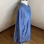 Roamans Top Womens 24W Blue Cotton Denim Button Front Embellished Rhinestones Photo 8