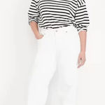 Old Navy  Womens High Rise WOW Wide Leg White Denim Jeans Size 6 Stretch Neutral Photo 0