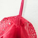 One Step Up Y2K Beaded Lace Cami Dark Pink Size Large Coquette Fairy Glam Photo 4