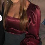 Maroon / Crimson Balloon Sleeved Crop Top Red Size M Photo 0