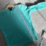 Ralph Lauren Women’s Slim Fit 100% Cashmere Cable Knit Sweater in Aqua Glass L Photo 11