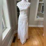 Vintage 90s White Beaded Satin Off The Shoulder Corset Top Wedding Dress Small Photo 15