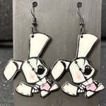 Spooky Bunny Skeleton Dangle Earrings – Halloween Cute & Creepy Pink Photo 0