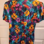 Vintage short sleeve floral tropical mod peplum pleated pin up retro dress Pink Photo 12