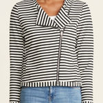 Premise  Striped Moto Jacket Black & White Size 8 NEW Photo 0