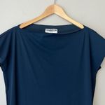 Chiara Boni  Dress Shirley Navy Blue Jersey Short Sleeve Blouson Midi Dress Sz 40 Photo 4