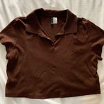 H&M Divided Brown Button Up Crop Top Photo 0