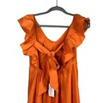 Cider NEW Boho Ruffled Sleeveless Tie Back Midi V Neck Tiered Dress M Orange #3116 Photo 7
