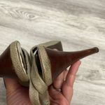 Jessica Simpson Tan Snakeskin Slingback Open Toe 5" Woodgrain Heels Size 8B/38 Photo 7