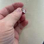 A.U. Ribbon and Hope Rhodium plated CZ necklace. Silver Photo 7