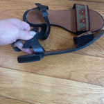 Sesto Meucci Beaded Black Flat Sandals with ankle strap made in Italy, size 7.5 Photo 2