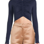 A.L.C. Anne Ruched Crop Top Navy Photo 0