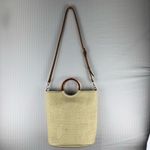 Banana Republic Natural Woven Paper Straw Tote Bag Tortoise Shell Coastal Boho Photo 1