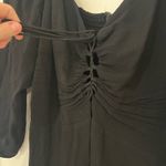 Reformation  Black Mini Dress with Puff Sleeve and Tie Front Photo 3