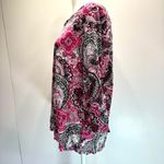 Chico's Chico’s Hot Pink Black & White Paisley Medallion Boho Print 3/4 Sleeve Top 1/M Photo 7