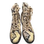 Vince Camuto Gaviana Boots Womens 7 Leather Snake Print Lace Up Modern Lug Sole Photo 2