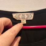 Pink Rose  Black Button Back Roll Sleeve Sheer Blouse Top Womens Medium Photo 2