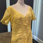 Women’s Yellow Lace Full Length Dress Mother of the Bride Small Train Size L Yellow Size L Photo 1